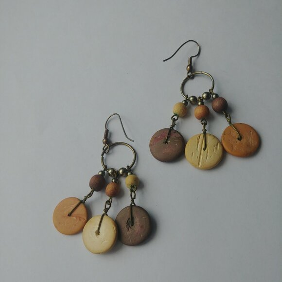 4/$20 Multi tone brown and bronze wood dangle earrings - Picture 8 of 8